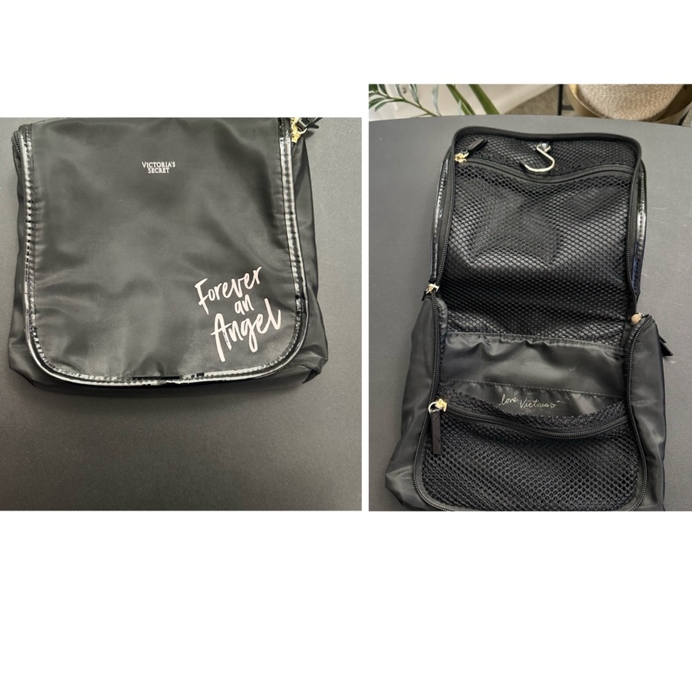 Victoria's Secret "Forever an Angel" Black Toiletry Bag with a Hook for Hanging